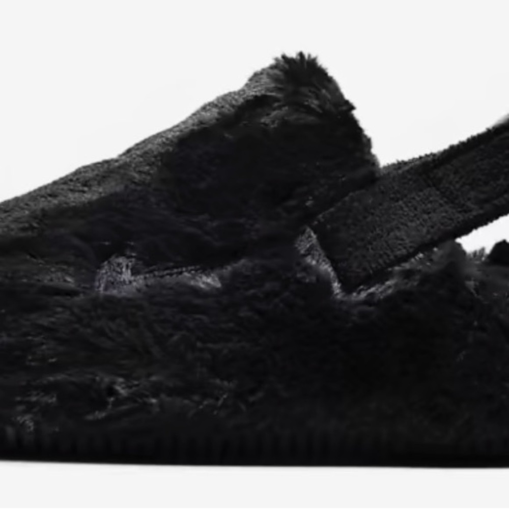 Nike Black Fuzzy Slippers